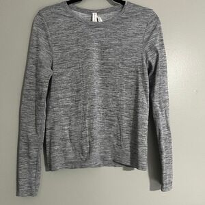 Athleta In Motion Grey Heather Marl Long Sleeve Seamless Shirt Small athleisure